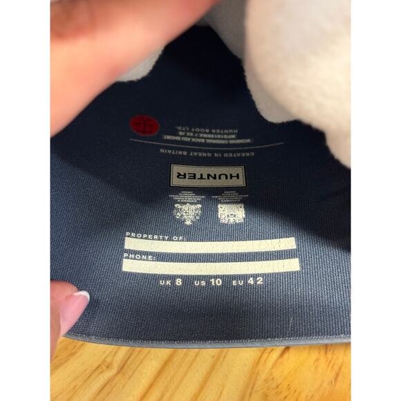 Hunter Rubber Waterproof Short Boot with Socks Liner Blue/White Women's Size 10 - Picture 8 of 8